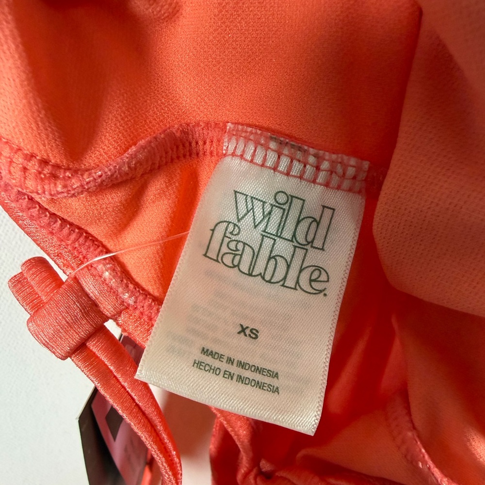 Women's Floral Print High Shine Straight Neck - One Piece Swimsuit -Orange XS - Picture 8 of 11